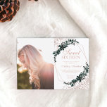 Invitación Rosa de marco dorado foto de confeti verde Sweet 1<br><div class="desc">Rosa de marco dorado hoja de color verde de agua y rosa de oro foto de confeti Sweet 16 cumpleaños invitación a la fiesta,  agrega tu foto .</div>