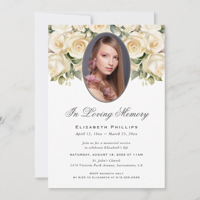 Invitación Rosa de marfil-crema de marfil - Memorial funeral (Anverso)