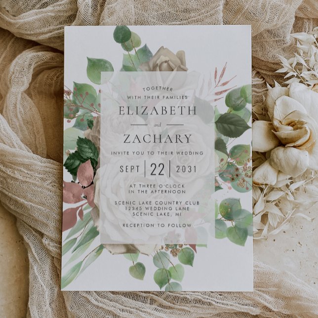 Invitación Rosa de marfil floral acuarela Eucalyptus Boda (Subido por el creador)