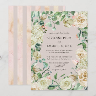 Invitación Rosa de marfil Hidrangea Boda floral