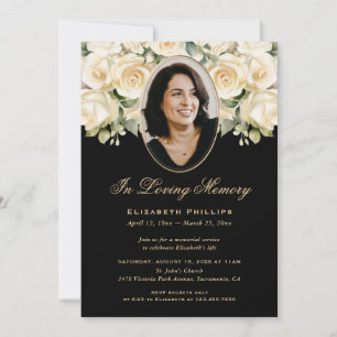 Invitación Rosa de Marfil Negro Foto Funeral Memorial