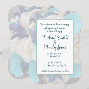 Invitación rosa de marfil orquídeo galaxia y boda verde azula