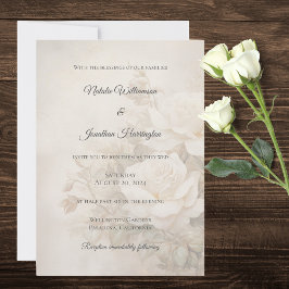 Invitación Rosa de marfil vintage Silhouette Elegant Wedding