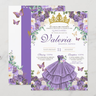 Invitación Rosa de mariposa Quinceanera