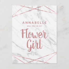 Invitación Rosa De Mármol Blanco Oro Serás Mi Niña Flor