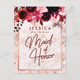 Invitación Rosa De Mármol De Oro Serás Mi Mujer De Honor