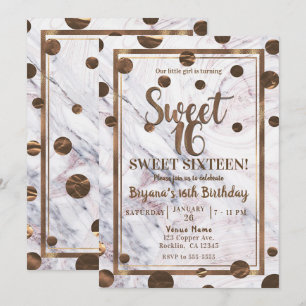 Invitación Rosa de Mármol Dorado de cobre dulce de bronce 16 