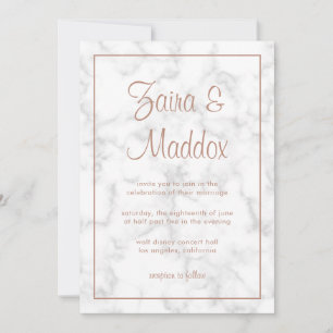 Invitación Rosa de mármol Guión de oro estilo elegante modern
