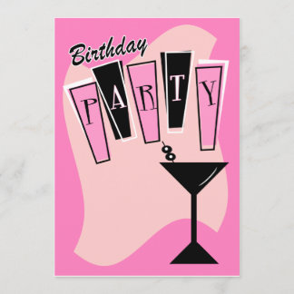 Invitación Rosa de Martini del cumpleaños
