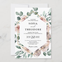 Invitación Rosa de Mauve Rosa Dusty Boda Geométrico Floral