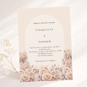 Invitación Rosa de melocotón crema florero boda de fotografía