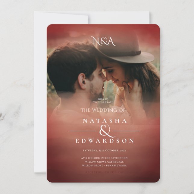 Invitación Rosa de moda Oro Resumen Boda de fotografía superp (Anverso)