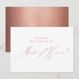 Invitación Rosa de moda Purpurina de oro guión doncella blanc