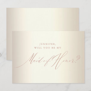Invitación Rosa de moda Purpurina de oro guión doncella blanc