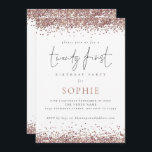 Invitación Rosa de moda Purpurina de oro Veintiuno Fiesta<br><div class="desc">Rosa de moda Purpurina de oro  Veintiuno Fiesta. Glam por su 21ª celebración con un borde de purpurina de imitación de oro rosa está en la parte superior de cada lado. Twenty First se encuentra en un elegante y moderno guión y el resto del texto que puedes personalizar fácilmente.</div>