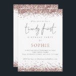 Invitación Rosa de moda Purpurina de oro Veintiuno Fiesta<br><div class="desc">Rosa de moda Purpurina de oro  Veintiuno Fiesta. Glam por su 21ª celebración con un borde de purpurina de imitación de oro rosa está en la parte superior de cada lado. Twenty First se encuentra en un elegante y moderno guión y el resto del texto que puedes personalizar fácilmente.</div>