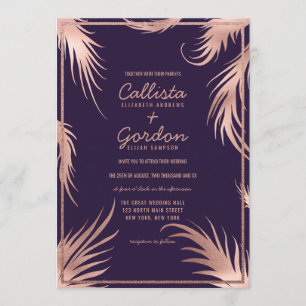 Invitación Rosa de moda Purpurina de plomo de oro  Boda de bo