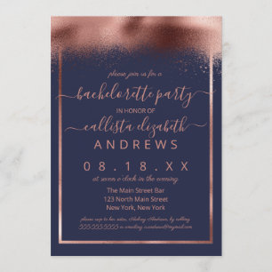 Invitación Rosa de moda Relieve metalizado dorado rociado Con