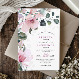 Invitación Rosa de moda romántica boda botánico rosa