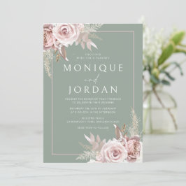 Invitación Rosa de moda Rubor y Boda Sage