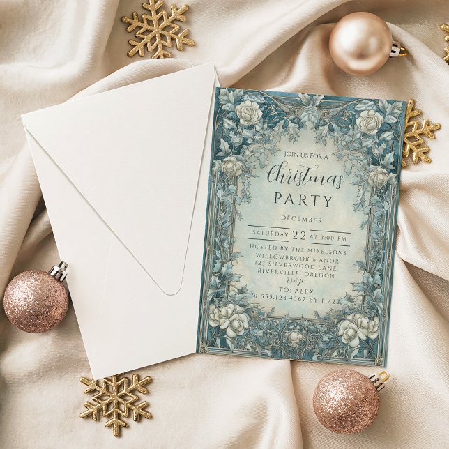 Invitación Rosa de Navidad de Invierno Azul (Subido por el creador)