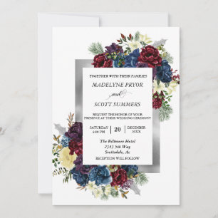Invitación Rosa de Navidad de Invierno Floral Acuarela Nupcia