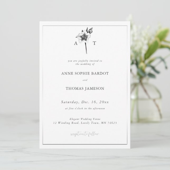 Invitación Rosa de navidades Escudo Elegante Boda de Invierno (Anverso de pie)