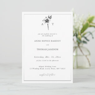 Invitación Rosa de navidades Escudo Elegante Boda de Invierno