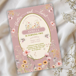 Invitación rosa de niñas de flores silvestres de f