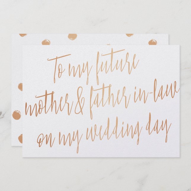 Invitación Rosa de oro "A mi futura madre y suegro" (Anverso / Reverso)