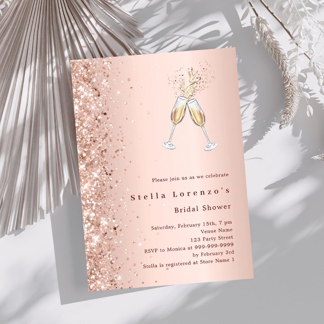 Invitación Rosa de oro animador fiesta Bridal Shower (Subido por el creador)