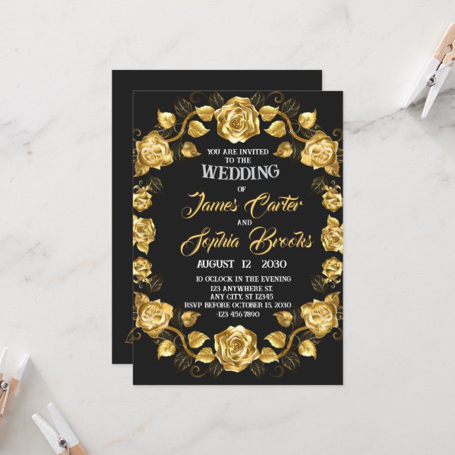 Invitación Rosa de oro boda (Anverso/Reverso In Situ)