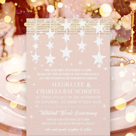 Invitación Rosa de oro Boda Chalkboard Under Stars