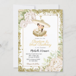 Invitación Rosa de oro Charra Chica Cumpleaños y Bautismo