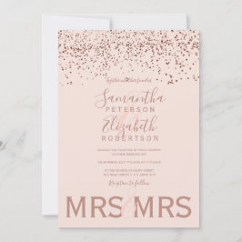 Invitación Rosa de oro confetti rosa rosa boda lesbiana