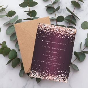 Invitación Rosa de oro de Borgoña de lujo