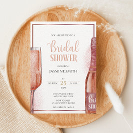 Invitación Rosa de oro de brunch y burbuja - Prosecco ducha d