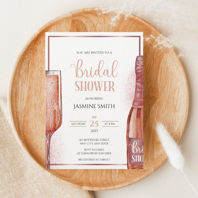Invitación Rosa de oro de brunch y burbuja - Prosecco ducha d (Subido por el creador)