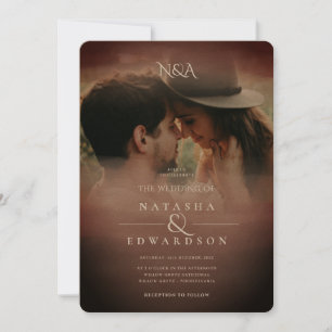 Invitación Rosa de oro de época Boda de fotografía superpuest