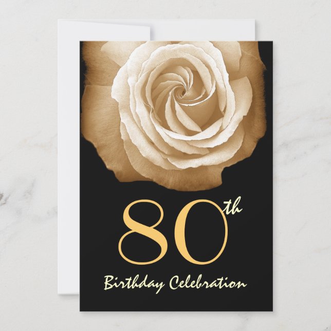 Invitación Rosa de ORO de la 80ª fiesta de cumpleaños  (Anverso)