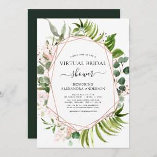 Invitación Rosa de oro de la ducha de novia virtual verde