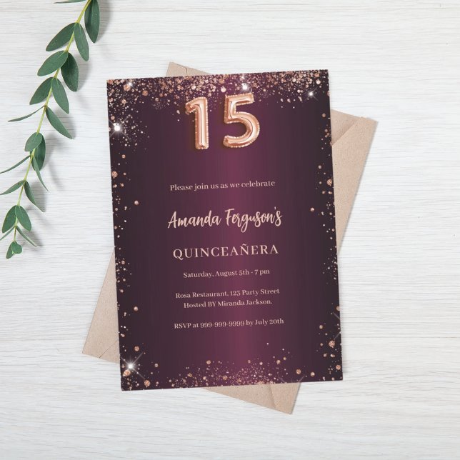 Invitación Rosa de oro de Quinceanera (Subido por el creador)