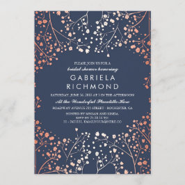 Invitación Rosa de oro ducha de novia con flores de aliento p
