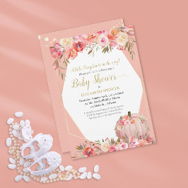 Invitación Rosa de oro elegante de la calabaza Baby Shower