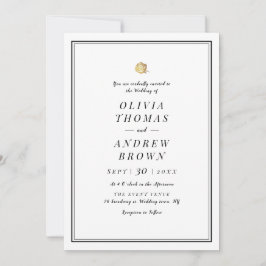 Invitación Rosa de oro falso boda minimalista blanco y negro