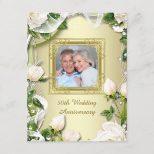 Invitación Rosa de oro foto Fiesta 50 aniversario de Boda