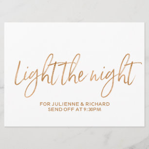 Invitación Rosa de Oro "Ilumina la Noche" Letrero Brillante