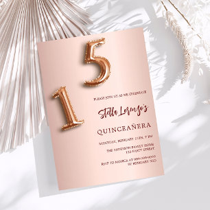 Invitación Rosa de oro Lujo de Quinceanera