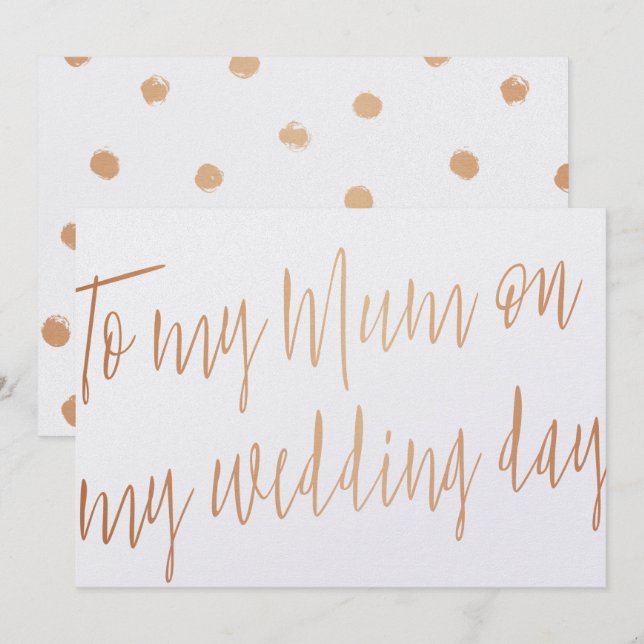 Invitación Rosa de oro moderna "A mi mamá el día de mi boda" (Anverso / Reverso)