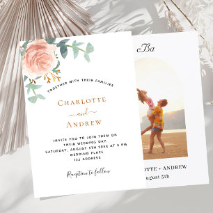 Invitación Rosa de oro monograma arco boda de lujo